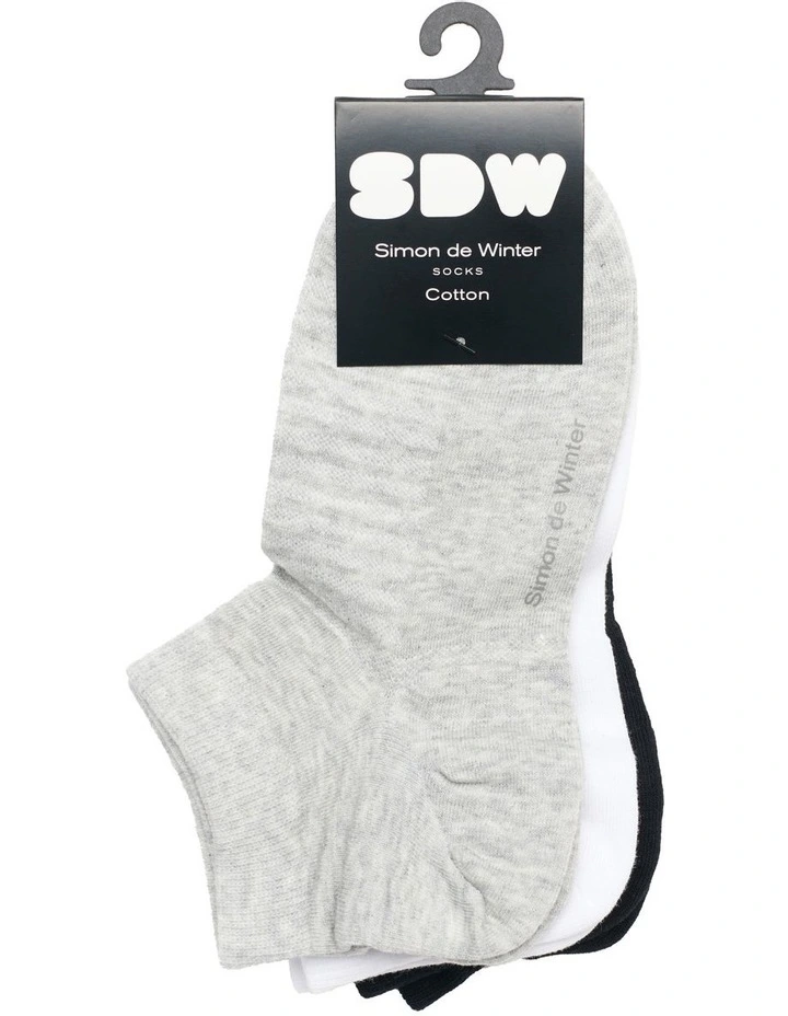 3 Pack Textured Anklet Socks in Multi image 2