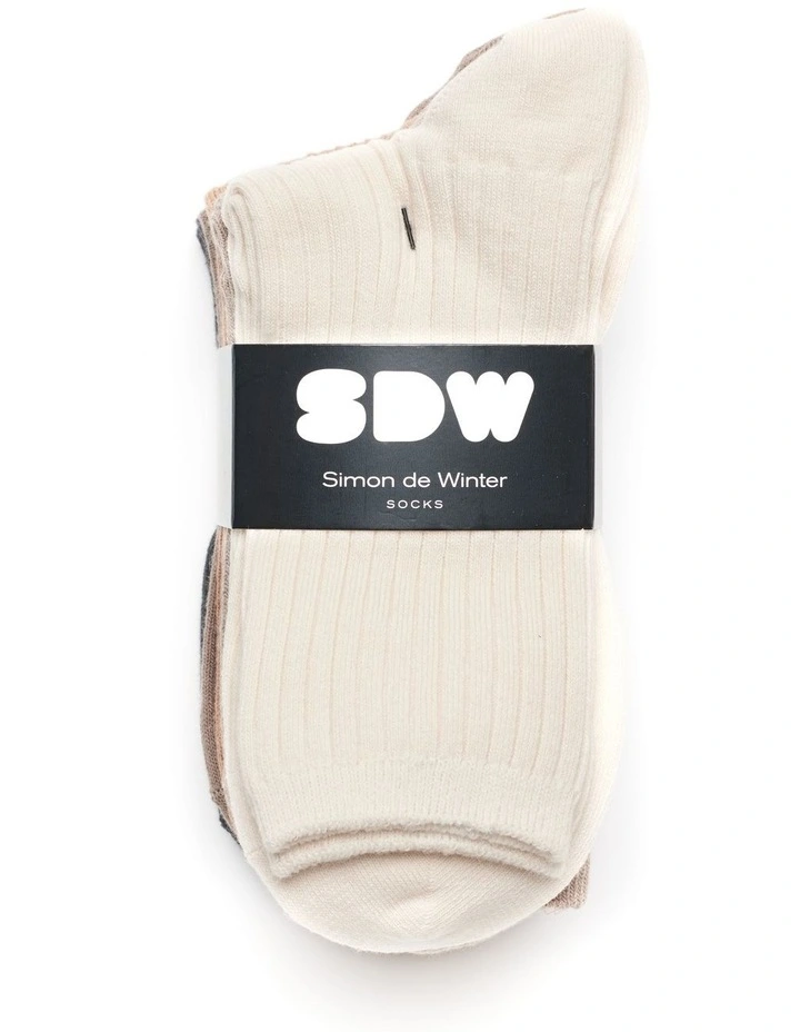 5 Pack Rib 3 Quarter Crew Socks in Multi image 2