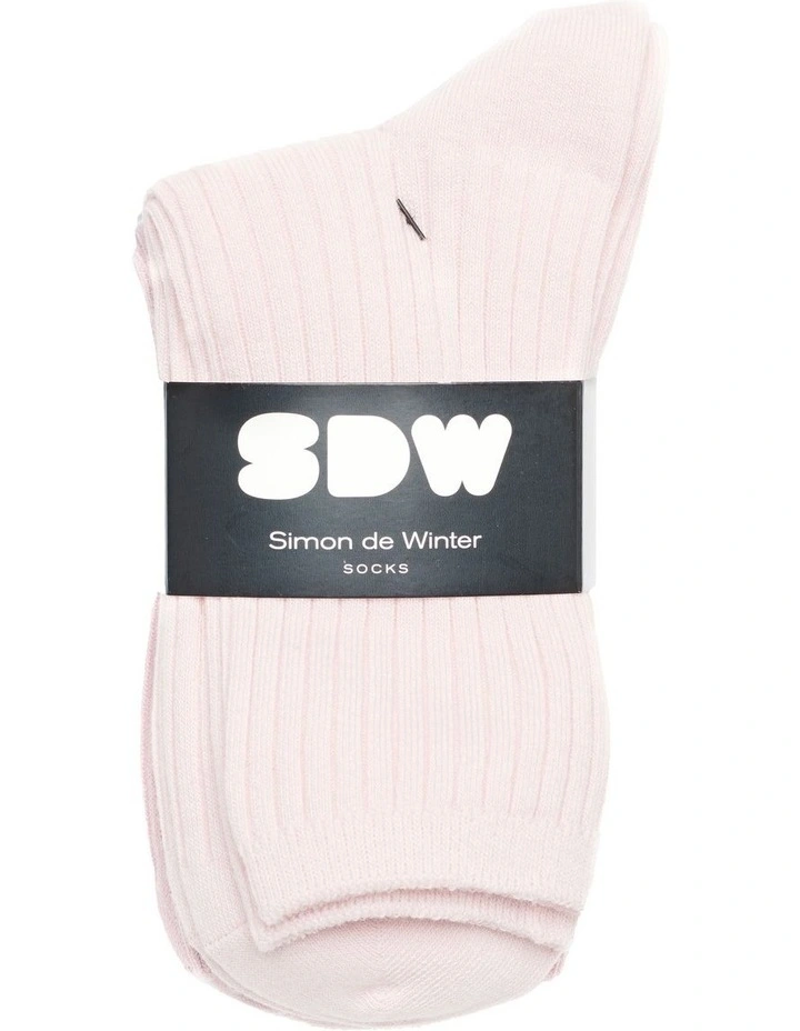 5 Pack Rib 3 Quarter Crew Socks in Pinks/Blues image 2