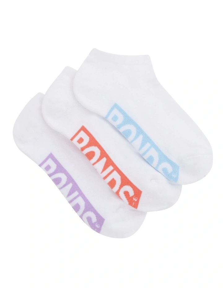 Logo Cushioned Low Cut Socks 3 Pack in White image 2