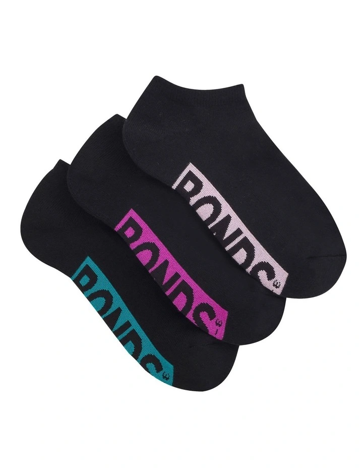 Logo Cushioned Low Cut Socks 3 Pack in Black image 2