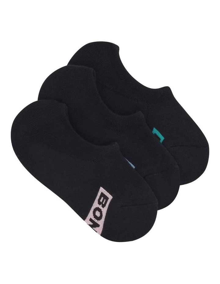 Logo Cushioned Sneaker Socks 3 Pack in Black image 1