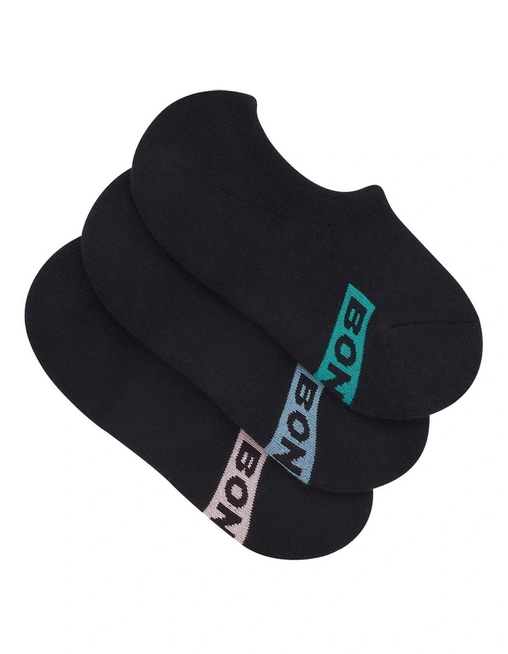 Logo Cushioned Sneaker Socks 3 Pack in Black image 2