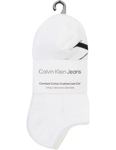 Monogram Flat Knit Lowcut 3 Pack in White