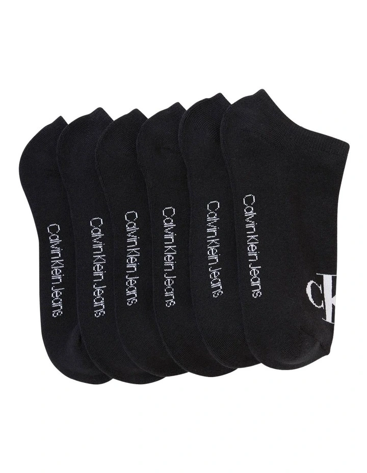 Monogram Fine Cotton Lowcut Socks 6 Pack in Black image 2
