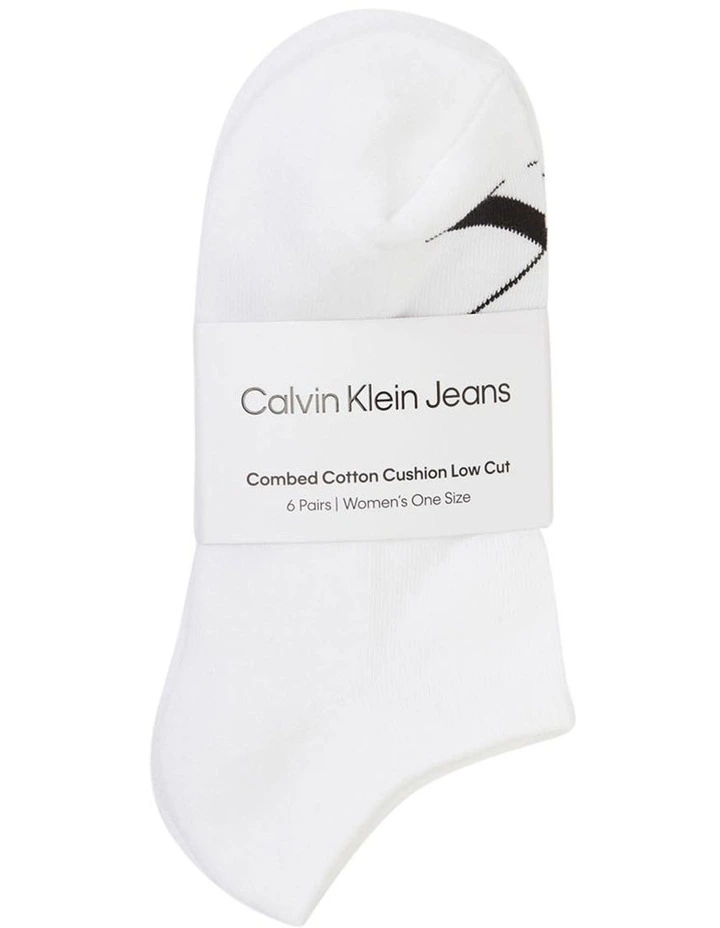 Monogram Fine Cotton Lowcut 6 Pack Socks in White image 1