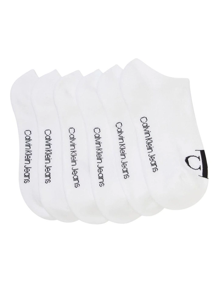 Monogram Fine Cotton Lowcut 6 Pack Socks in White image 2