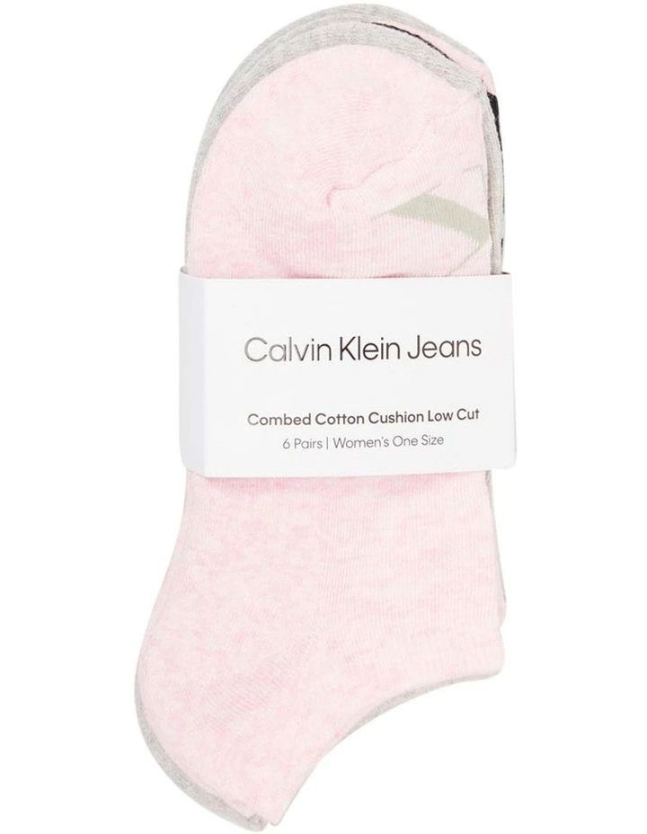 Monogram Fine Cotton Lowcut Socks 6 Pack in Multi image 1
