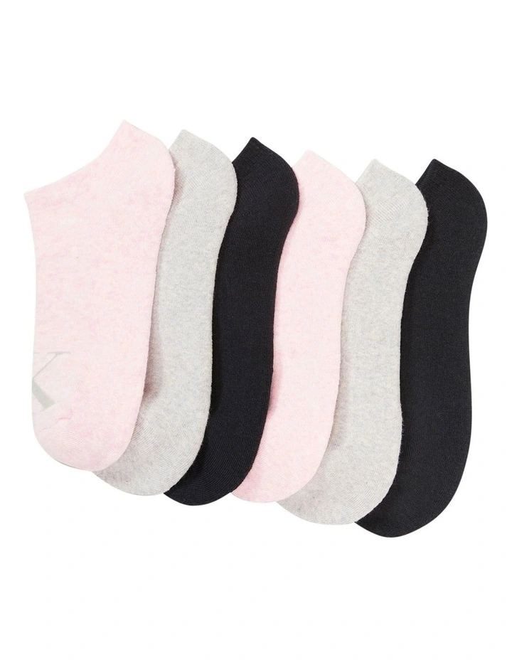 Monogram Fine Cotton Lowcut Socks 6 Pack in Multi image 2