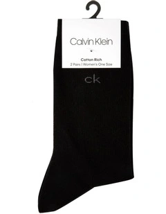 Flat Knit Crew Sock 2 Pack in Black