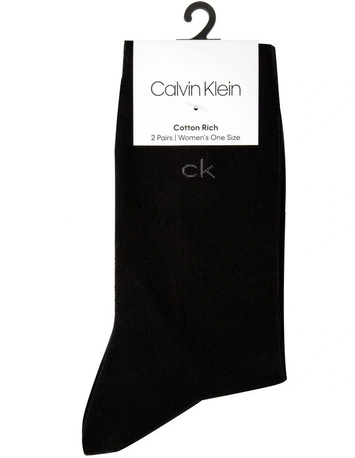 Flat Knit Crew Sock 2 Pack in Black image 1