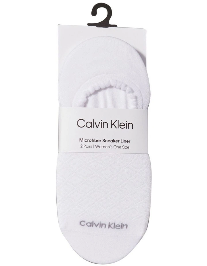 Diamond Openwork Liner 2 Pack Socks in White image 1