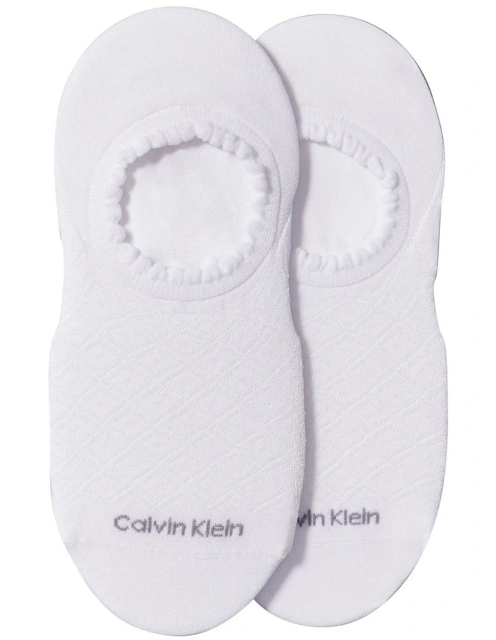 Diamond Openwork Liner 2 Pack Socks in White image 2