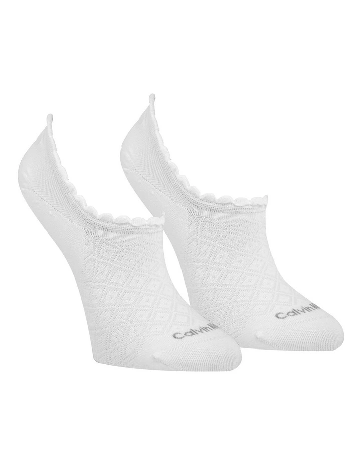 Diamond Openwork Liner 2 Pack Socks in White image 3