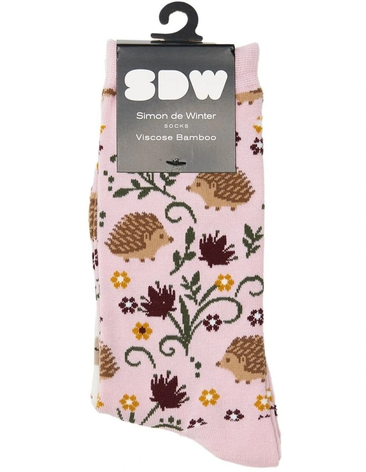 2 Pack Patterned Crew Socks in Blush/Ivory image 2