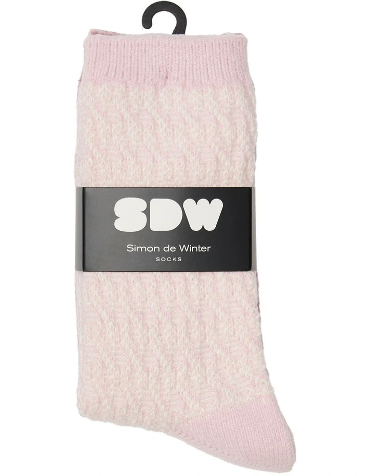 Textured Crew Socks 2 Pack in Blush/Pink image 2