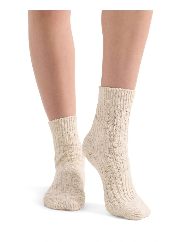 Organic Cotton Chunky Rib Crew Sock in Bone image 3