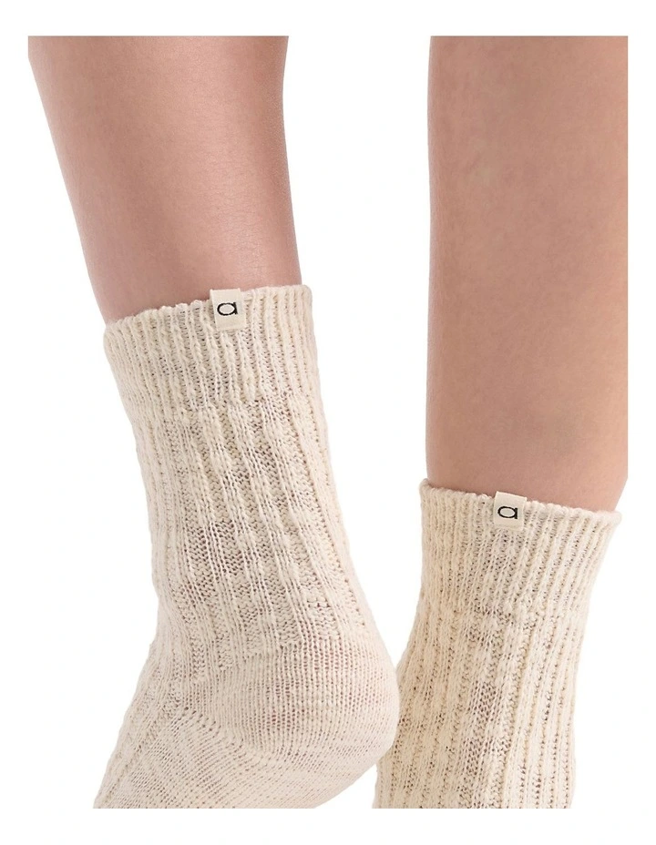 Organic Cotton Chunky Rib Crew Sock in Bone image 6