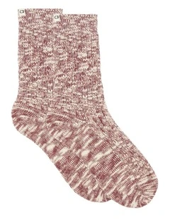 Organic Cotton Blend Chunky Rib Crew Sock in Crimson