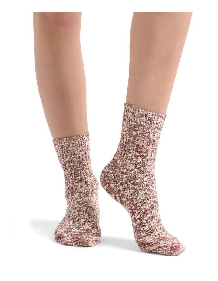 Organic Cotton Chunky Rib Crew Sock in Crimson image 3