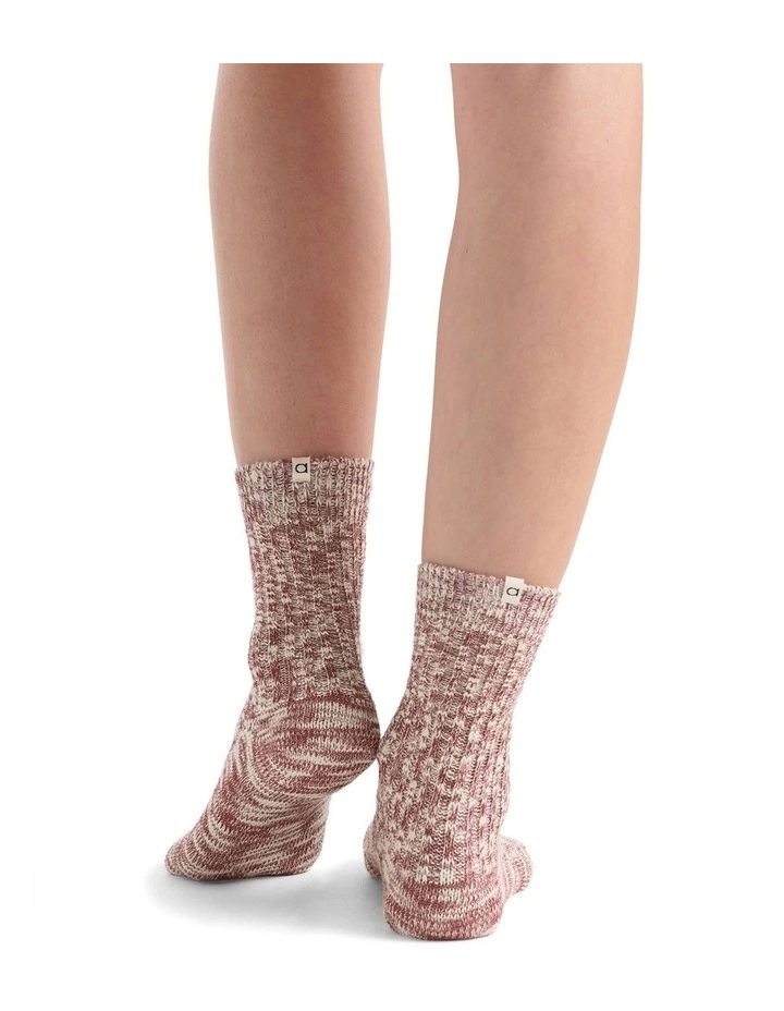 Organic Cotton Chunky Rib Crew Sock in Crimson image 4