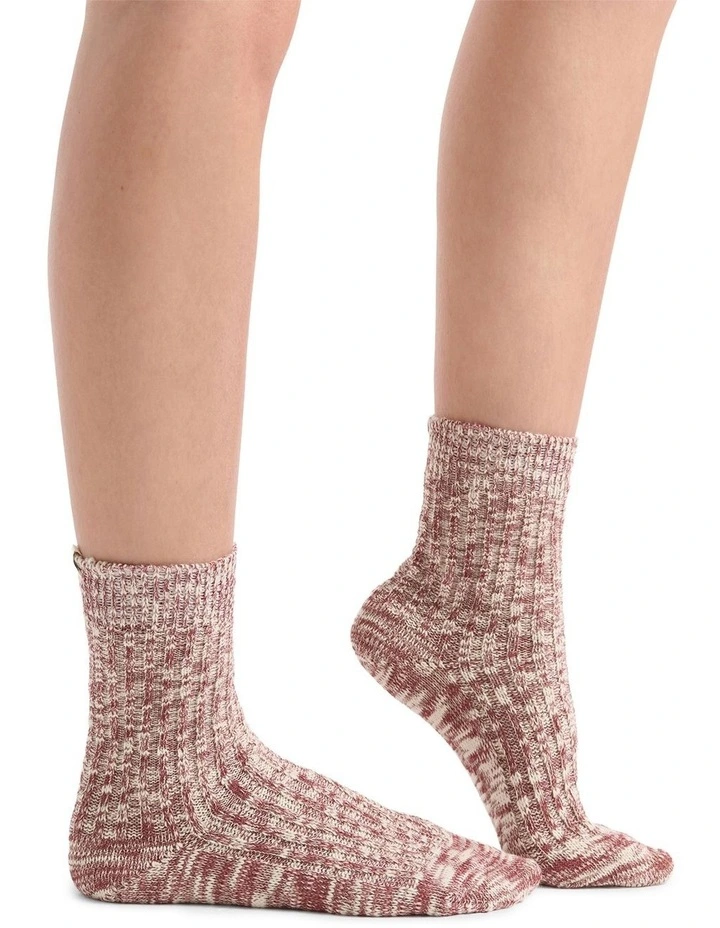 Organic Cotton Blend Chunky Rib Crew Sock in Crimson image 5