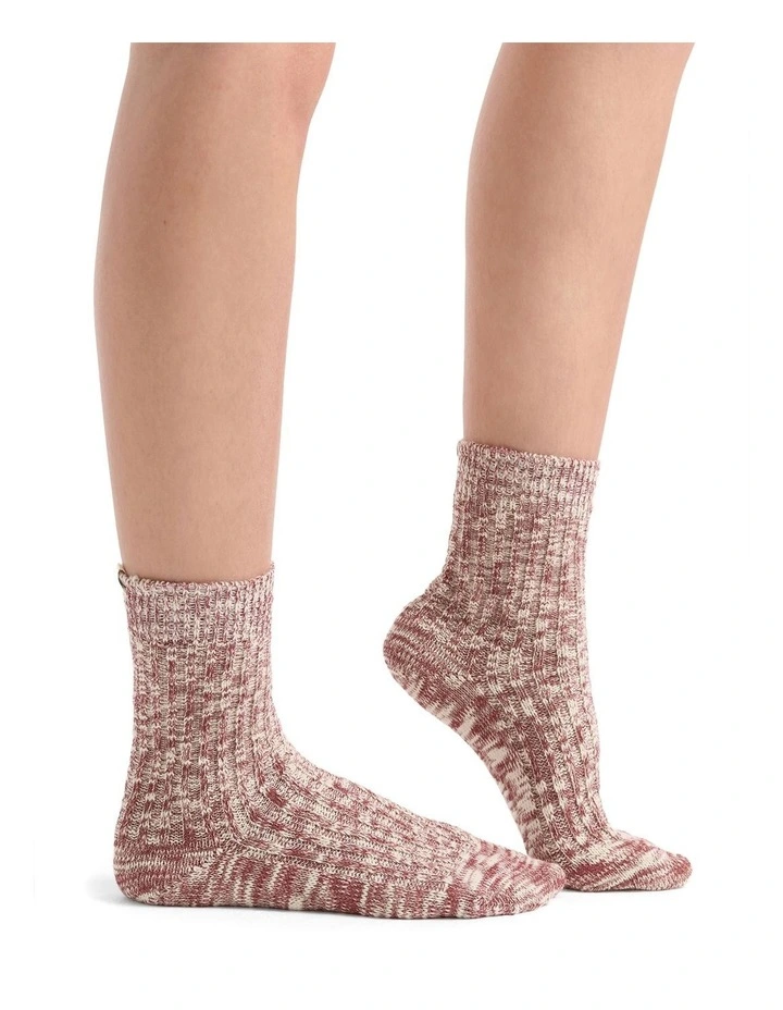 Organic Cotton Chunky Rib Crew Sock in Crimson image 5
