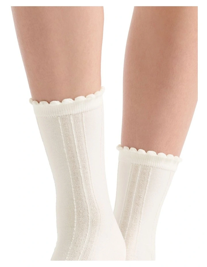 Organic Cotton Frill Top Crew Sock in Buttercream image 5