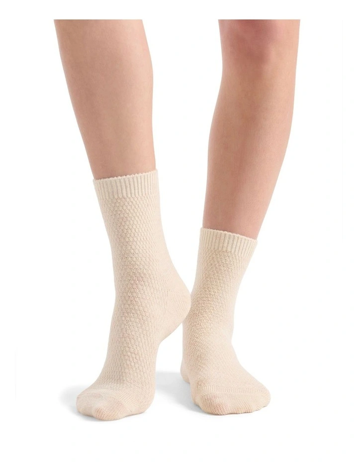 Waffle Winter Blend Crew Sock 2 Pack in Bone/Fern image 3