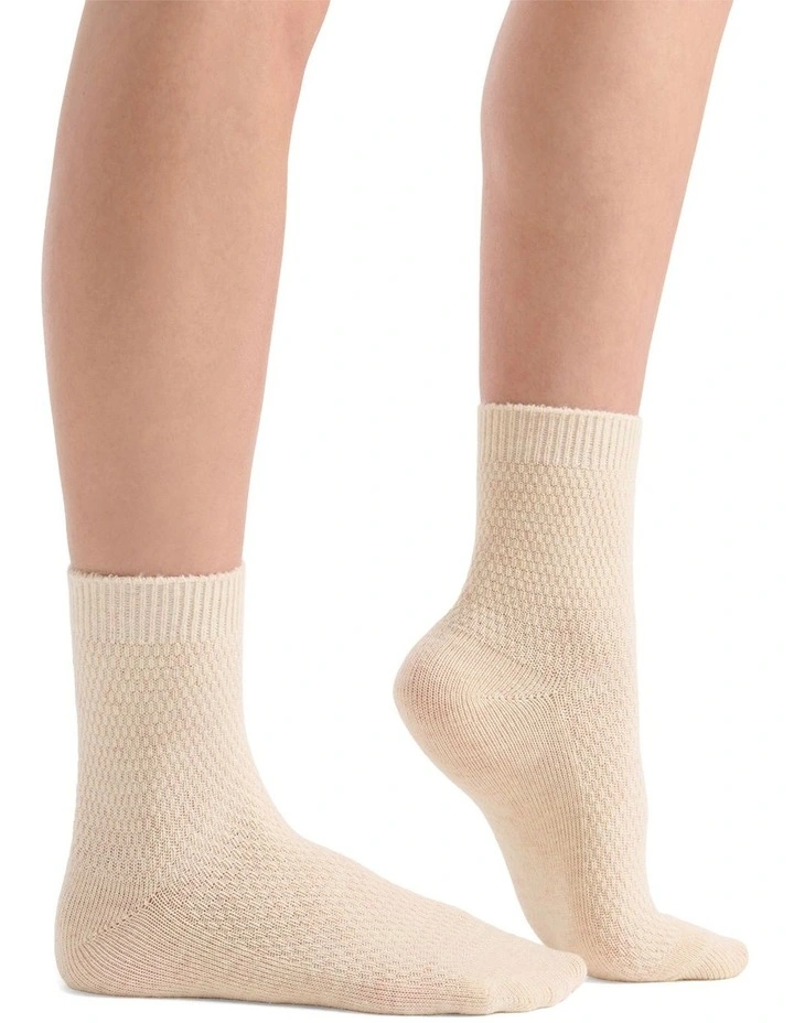 Waffle Winter Blend Crew Sock 2 Pack in Bone/Fern image 4