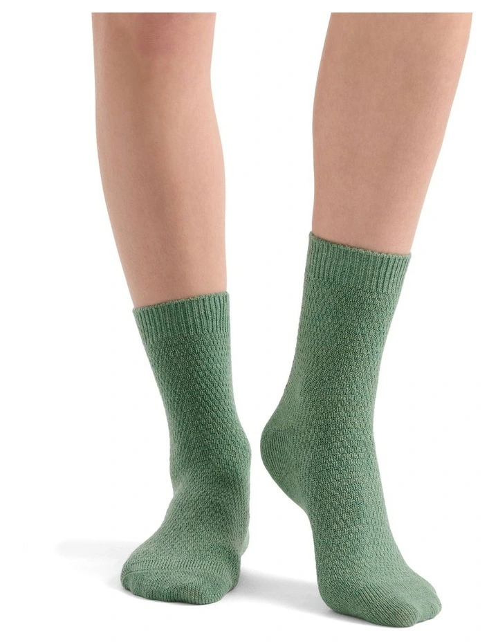 Waffle Winter Blend Crew Sock 2 Pack in Bone/Fern image 5