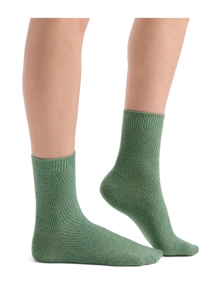 Waffle Winter Blend Crew Sock 2 Pack in Bone/Fern image 6