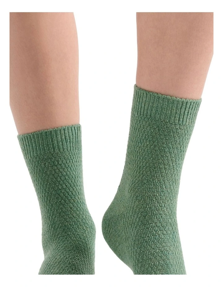 Waffle Winter Blend Crew Sock 2 Pack in Bone/Fern image 7