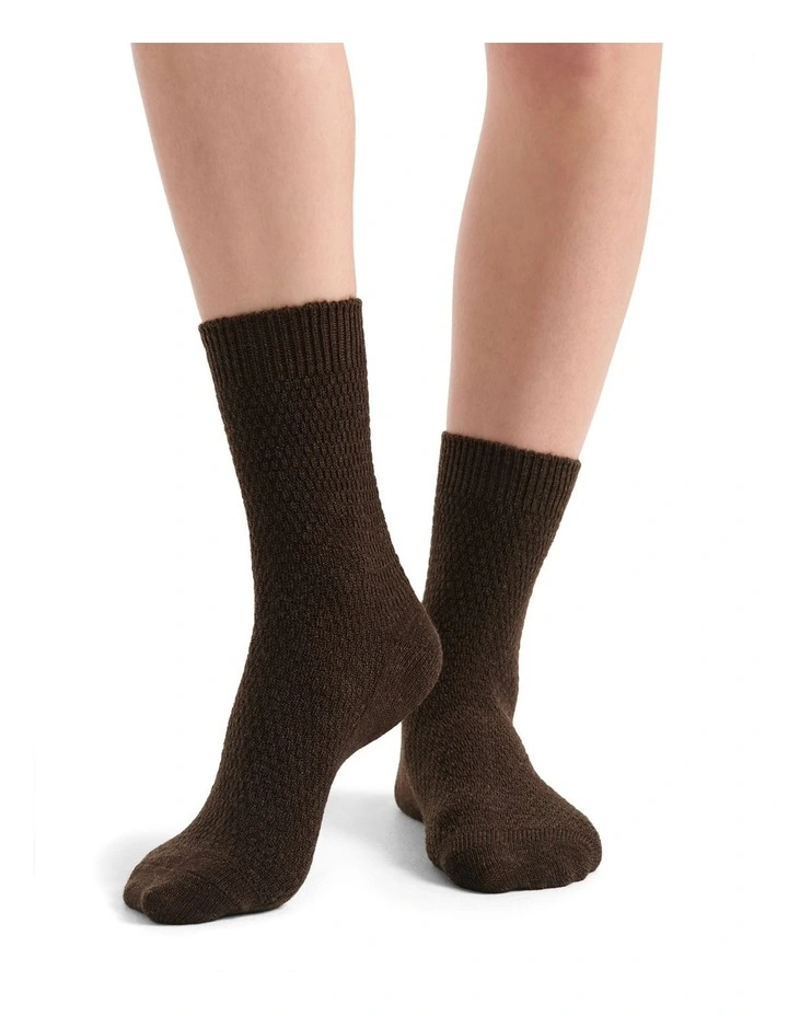 Waffle Winter Blend Crew Sock 2 Pack in Cream/Coffee image 5