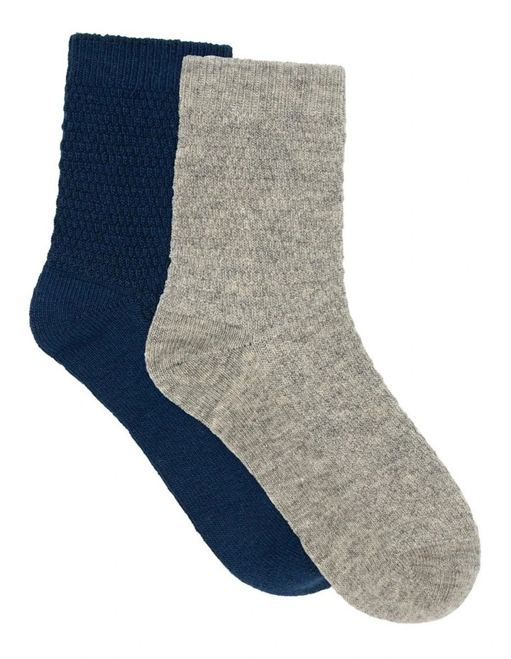 Waffle Winter Blend Crew Sock 2 Pack in Grey Marle/Empress image 1