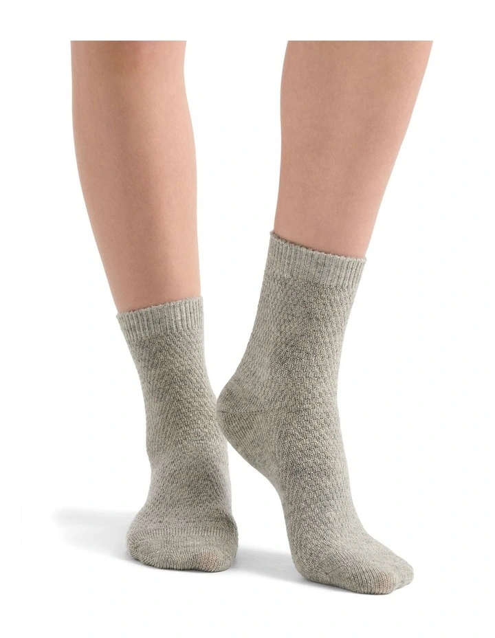 Waffle Winter Blend Crew Sock 2 Pack in Grey Marle/Empress image 3