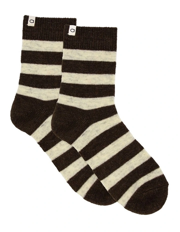 Winter Stripe Sock in Coffee image 1