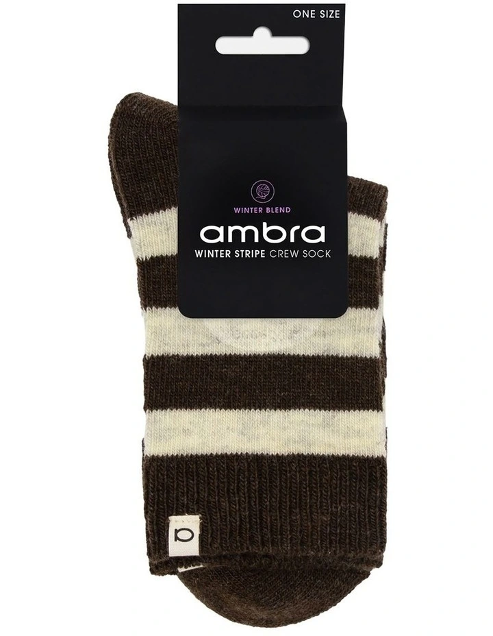 Winter Stripe Sock in Coffee image 2