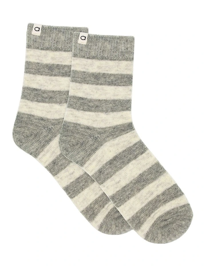 Winter Stripe Crew Sock in Grey Marle image 1