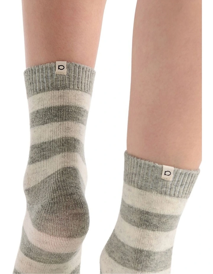 Winter Stripe Crew Sock in Grey Marle image 6