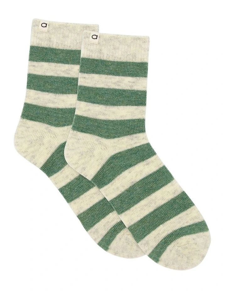 Winter Stripe Crew Sock in Fern image 1