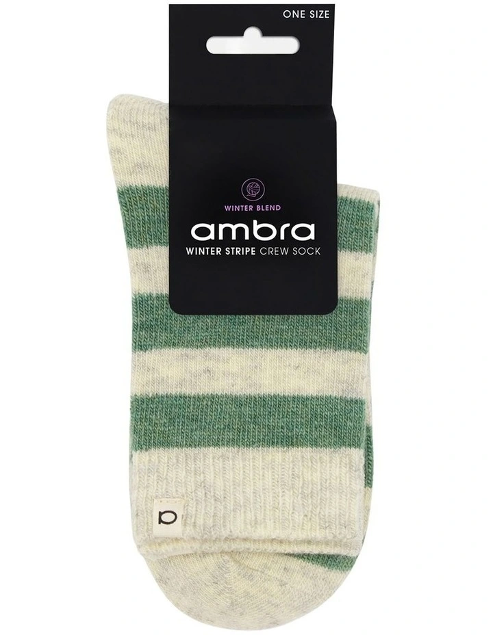 Winter Stripe Crew Sock in Fern image 2