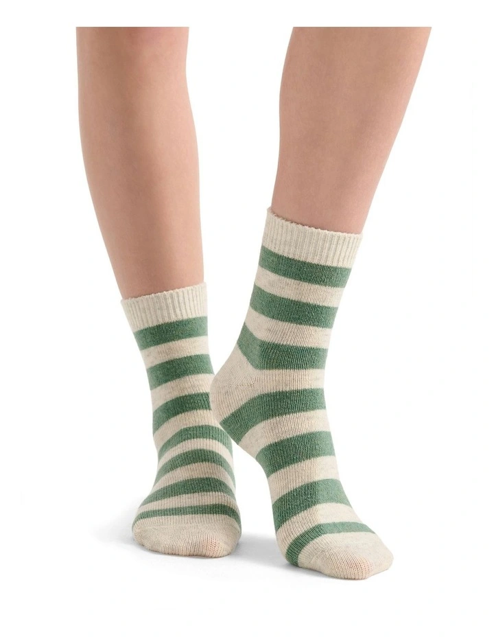 Winter Stripe Crew Sock in Fern image 3