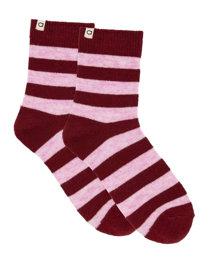 Winter Stripe Crew Sock in Crimson image 1