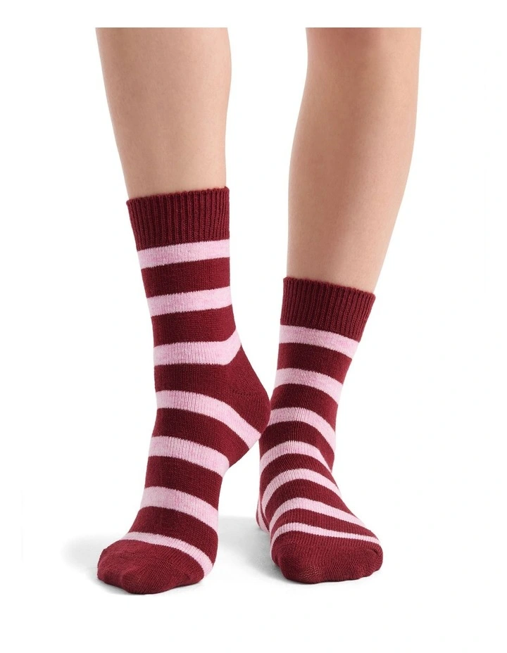 Winter Stripe Crew Sock in Crimson image 3