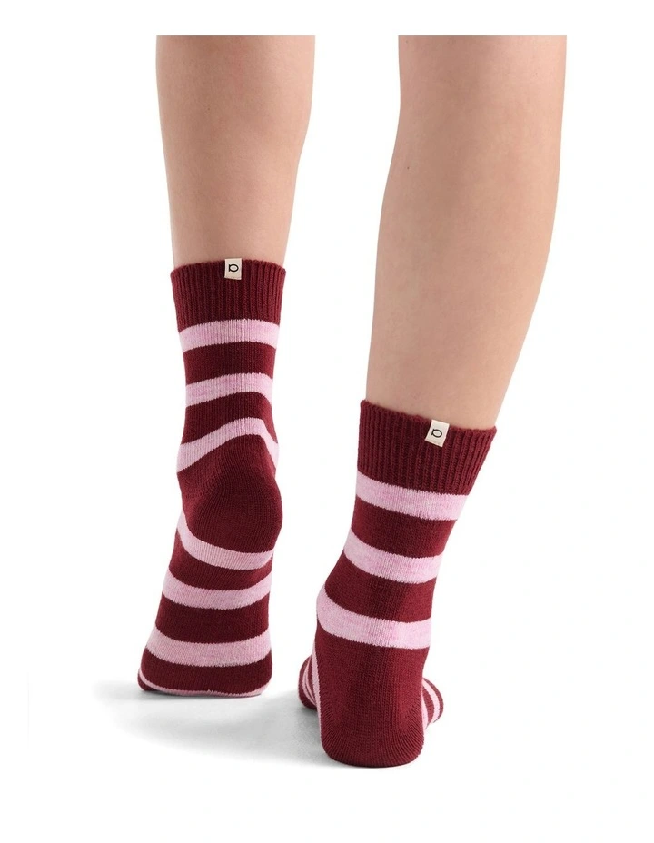 Winter Stripe Crew Sock in Crimson image 4