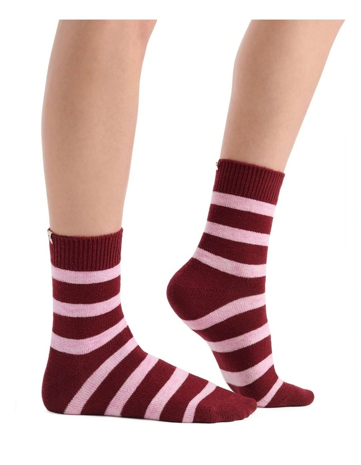 Winter Stripe Crew Sock in Crimson image 5
