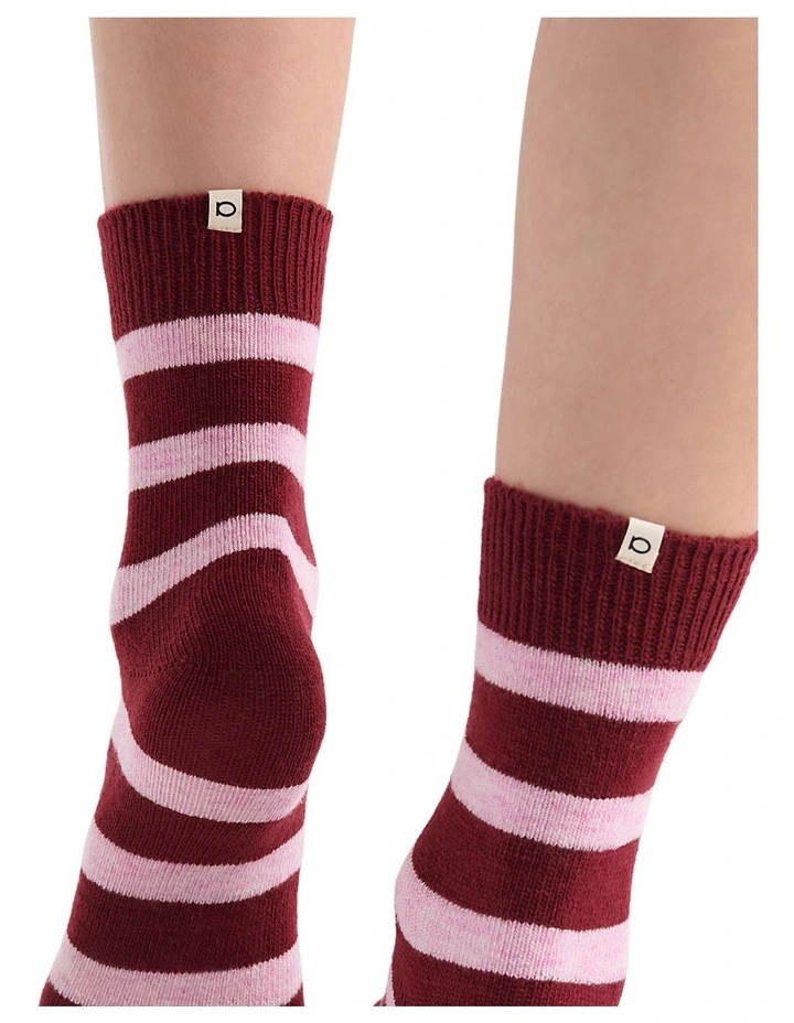 Winter Stripe Crew Sock in Crimson image 6