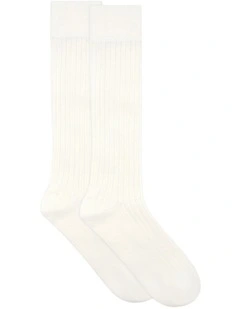 Organic Cotton Rib Knee High Sock in Buttercream
