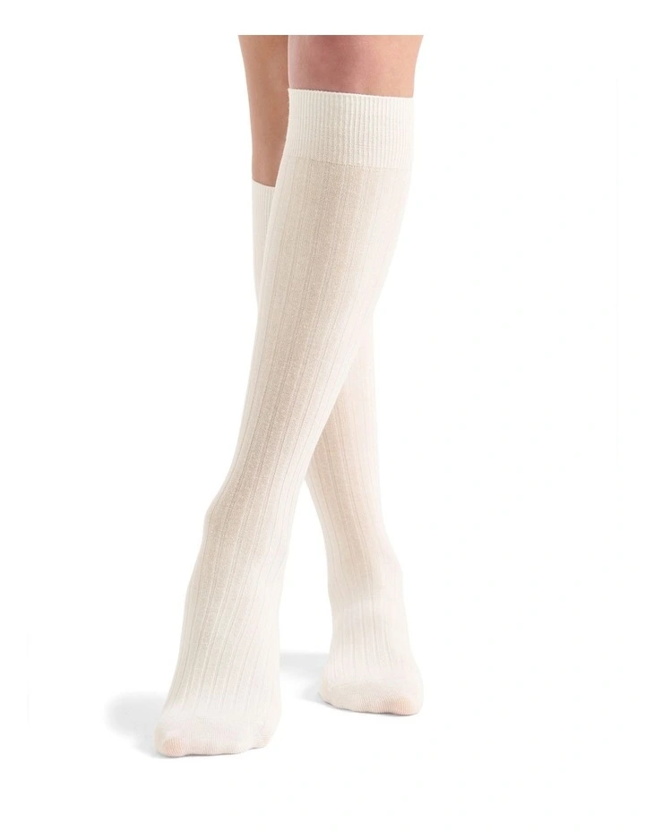 Organic Cotton Rib Knee High Sock in Buttercream image 3